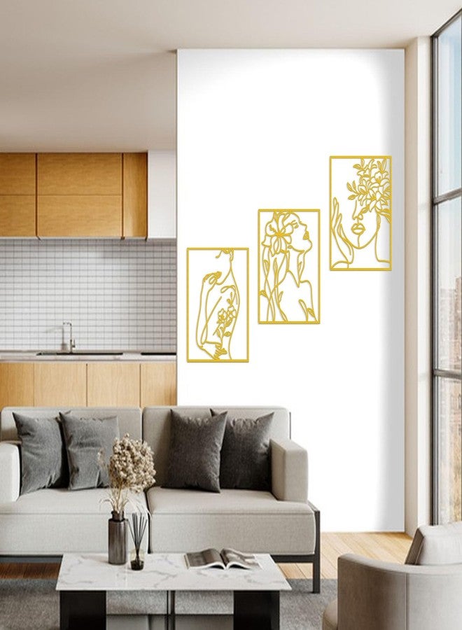 KOYILTD 3 Pcs Minimalist Gold Wall Decor Female Body Minimalist Line Wall Art Modern Aesthetic Home Decoration Abstract Wall Art for Home Living Room Bedroom Bathroom (Charming, Gold, Large) - Image 3